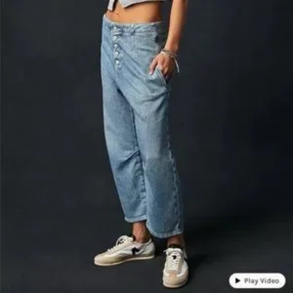 Free People We The Free Osaka Relaxed Low Slung Slouchy Tapered Cropped Jeans - Picture 2 of 6